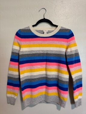 J. Crew Multicolor Stripe Crewneck Sweater - lamb wool blend